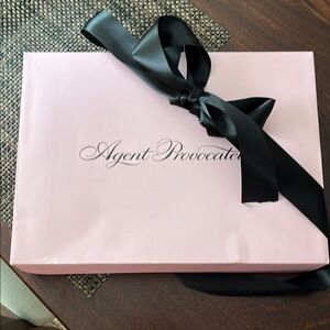 Agent Provocateur Pink Gift Box with Black Ribbon 13”x 10” x 3”